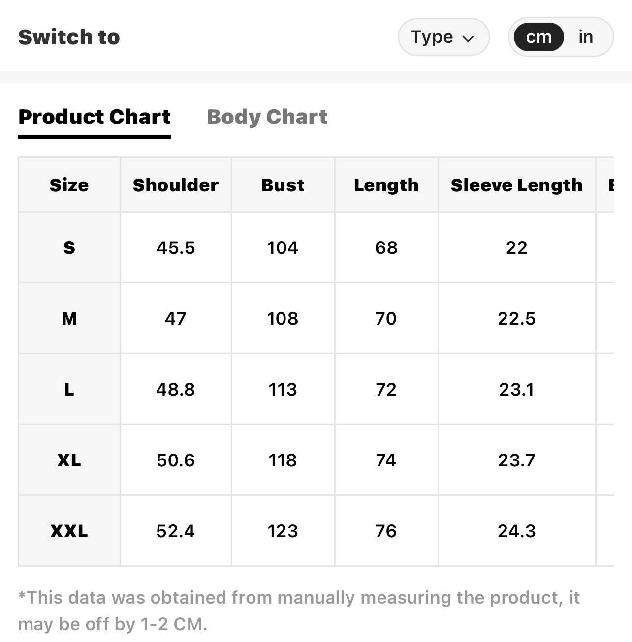 Size Chart